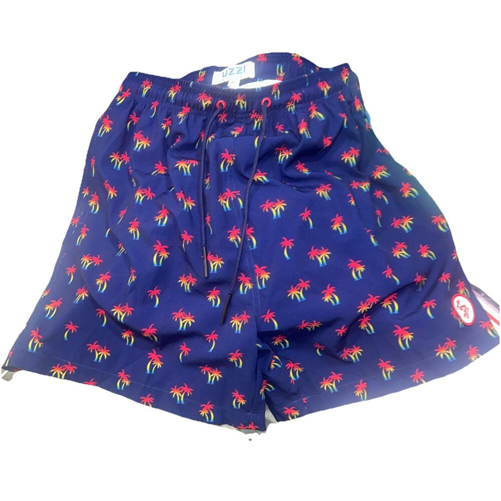 Vintage UZZI Shorts Mens XL Swim Trunks Lined Palm Tree D17
